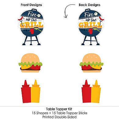 Big Dot Of Happiness Fire Up The Grill - Picnic Party Centerpiece Sticks Table Toppers 15 Ct