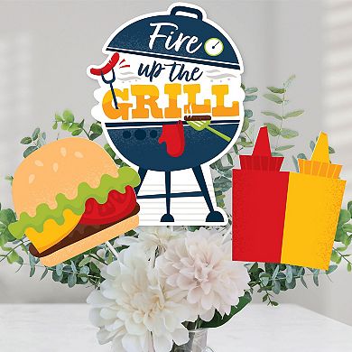 Big Dot Of Happiness Fire Up The Grill - Picnic Party Centerpiece Sticks Table Toppers 15 Ct