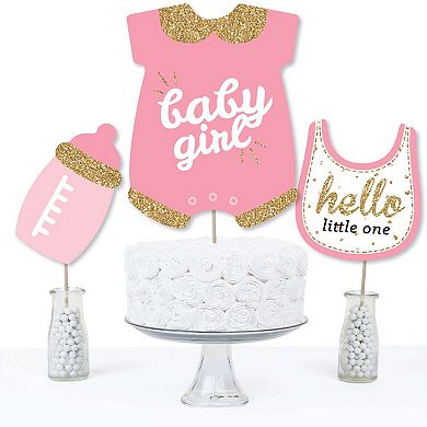 Big Dot Of Happiness Hello Little One Girl Baby Shower Centerpiece Sticks Table Toppers 15 Ct