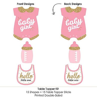 Big Dot Of Happiness Hello Little One Girl Baby Shower Centerpiece Sticks Table Toppers 15 Ct