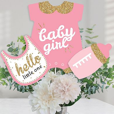 Big Dot Of Happiness Hello Little One Girl Baby Shower Centerpiece Sticks Table Toppers 15 Ct