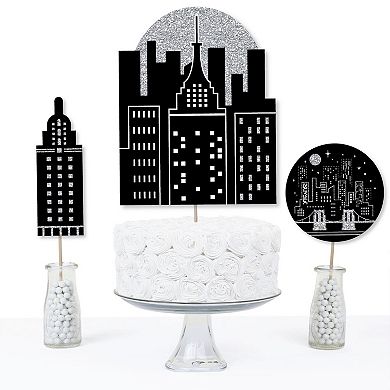 Big Dot Of Happiness Nighttime City Skyline - New York Party Centerpiece Table Toppers 15 Ct