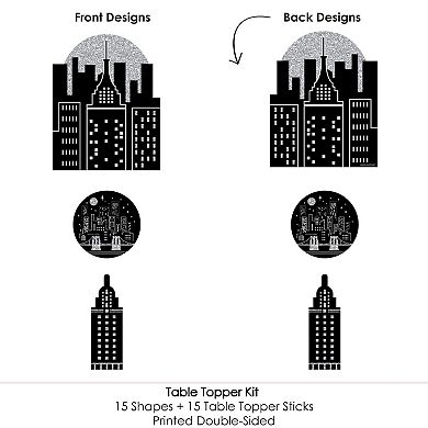 Big Dot Of Happiness Nighttime City Skyline - New York Party Centerpiece Table Toppers 15 Ct
