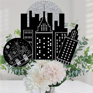 Big Dot Of Happiness Nighttime City Skyline - New York Party Centerpiece Table Toppers 15 Ct