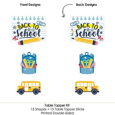 Big Dot Of Happiness Back To School - First Day Party Centerpiece Sticks Table Toppers 15 Ct