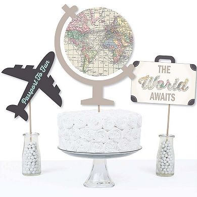 Big Dot Of Happiness World Awaits - Travel Themed Party Centerpiece Stick Table Toppers 15 Ct