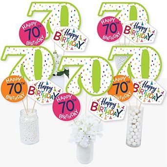 Big Dot Of Happiness 70th Birthday - Cheerful Birthday Centerpiece Sticks Table Toppers 15 ct