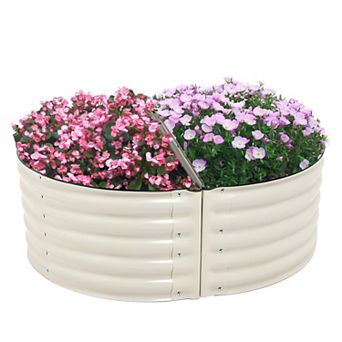 Aoodor Metal Raised Garden Bed - 42''(L) x 24''(W) x 17''(H) - Beige (Set of 2)