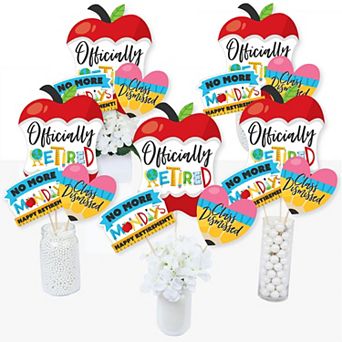 Big Dot Of Happiness Teacher Retirement - Retirement Centerpiece Sticks - Table Toppers 15 ct
