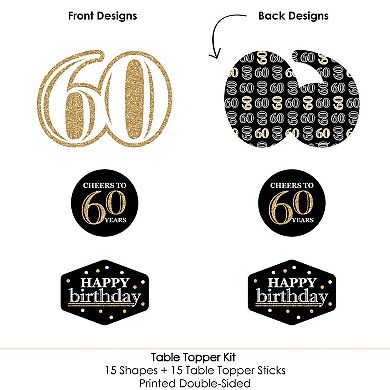 Big Dot Of Happiness Adult 60th Birthday - Gold - Centerpiece Sticks - Table Toppers - 15 Ct