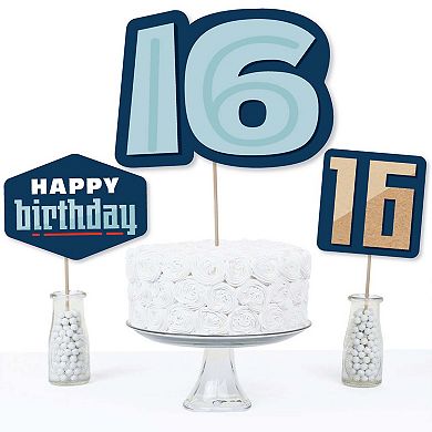 Big Dot Of Happiness Boy 16th Birthday - Birthday Party Centerpiece Stick Table Toppers 15 Ct