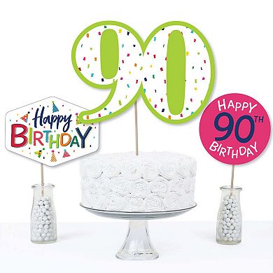 Big Dot Of Happiness 90th Birthday - Cheerful Birthday Centerpiece Sticks Table Toppers 15 Ct