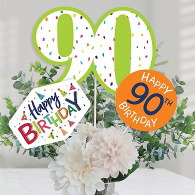 Big Dot Of Happiness 90th Birthday - Cheerful Birthday Centerpiece Sticks Table Toppers 15 Ct
