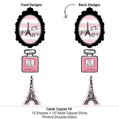 Big Dot Of Happiness Paris - Baby Shower Or Birthday Centerpiece Sticks - Table Toppers 15 Ct