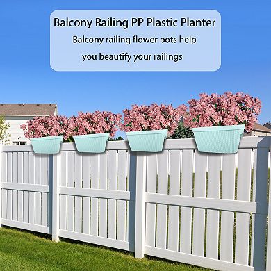 Aoodor 20'' Outdoor Balcony Railing PP Plastic Flower Pots - 4-Piece Set