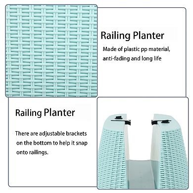 Aoodor 20'' Balcony Railing Planter with Drainage Holes and Adjustable Brackets (4-Pack)