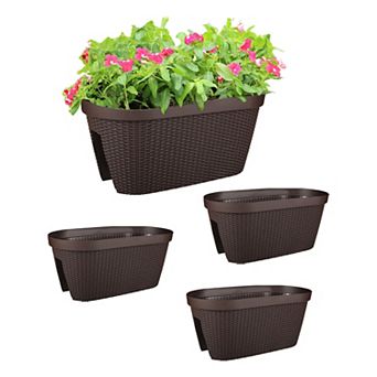 Aoodor 20'' Balcony Railing Planter with Drainage Holes and Adjustable Brackets (4-Pack)