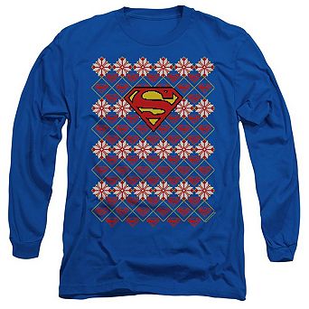 Superman Superman Christmas Sweater Long Sleeve Adult T-shirt