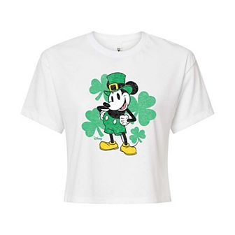 Disney's Mickey Mouse Juniors' Leprechaun Cropped Tee