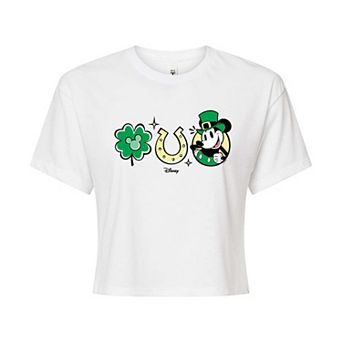 Disney's Mickey Mouse Juniors' St. Patrick's Day Cropped Tee
