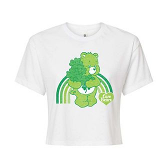 Juniors' Care Bears Good Luck Bear Rainbow Cropped Tee