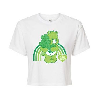 Juniors' Care Bears Good Luck Bear Rainbow Cropped Tee