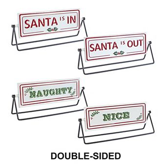 Reversible Christmas Sentiment Metal Table Sign (Set of 2)