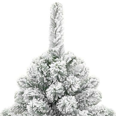 Snow Flocked Faux Christmas Tree 7.5 Ft with Stand for Living Room, Green