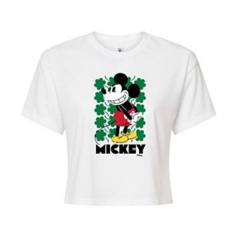 Disney's Mickey Mouse Juniors' Clover Cropped Tee