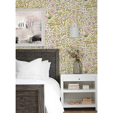 WallPops Leah Duncan Marigold Forest Lilac Peel and Stick Wallpaper