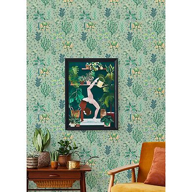 WallPops PrintFresh Camel's Courtyard Avocado Peel & Stick Wallpaper