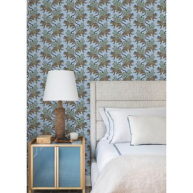 WallPops PrintFresh Bagheera Light Blue Peel and Stick Wallpaper