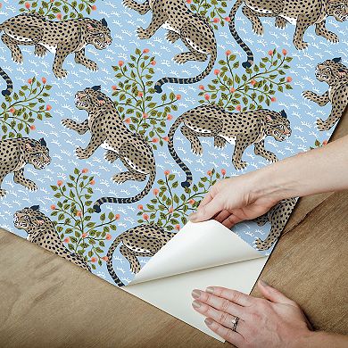 WallPops PrintFresh Bagheera Light Blue Peel and Stick Wallpaper
