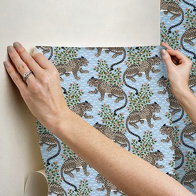 WallPops PrintFresh Bagheera Light Blue Peel and Stick Wallpaper