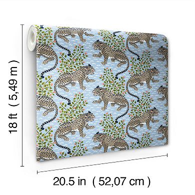 WallPops PrintFresh Bagheera Light Blue Peel and Stick Wallpaper