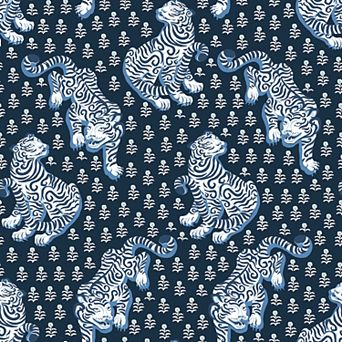 WallPops PrintFresh Tiger Queen Navy Peel and Stick Wallpaper