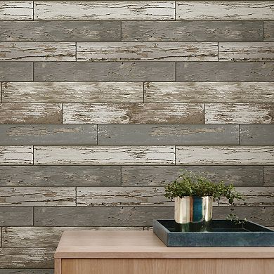 WallPops Scrap Wood Beige Peel and Stick Wallpaper