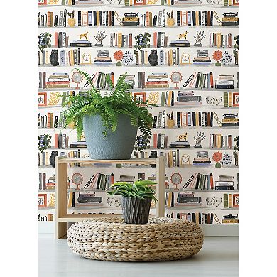 WallPops Painterly Black Shelf Stories Novelty Peel and Stick Wallpaper