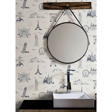 WallPops Landmark Travelers Toille Novelty Peel & Stick Wallpaper