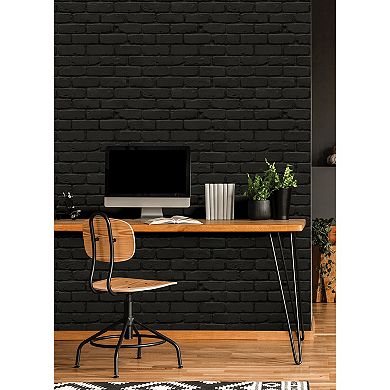 WallPops Amsterdam Black Brick Peel & Stick Wallpaper