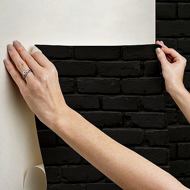 WallPops Amsterdam Black Brick Peel & Stick Wallpaper