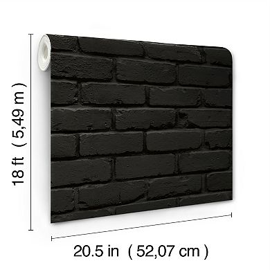 WallPops Amsterdam Black Brick Peel & Stick Wallpaper