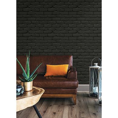 WallPops Amsterdam Black Brick Peel & Stick Wallpaper