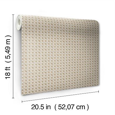 WallPops Rattan Caning Honey Peel and Stick Wallpaper