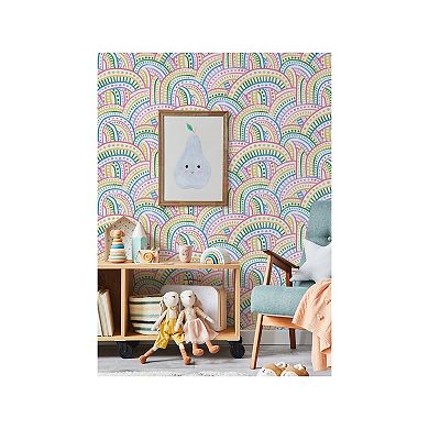 WallPops Retro Rainbow Warm Peel and Stick Wallpaper