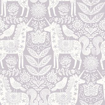 WallPops Unicorn Stamp Pink Peel and Stick Wallpaper