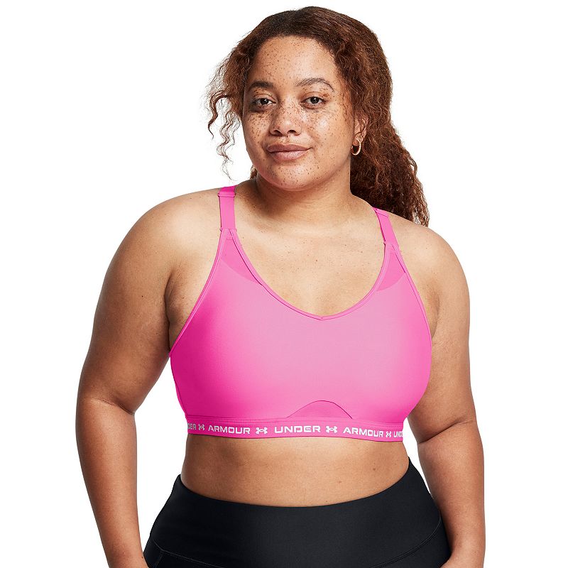 Women's Under Armour Crossback Low-Impact Sports Bra, Size: Medium, Rebel Pink