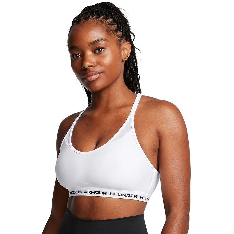 Women's Under Armour Crossback Low-Impact Sports Bra, Size: Large, White