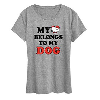Women's Peanuts Snoopy Heart Belongs Dog Graphic Tee