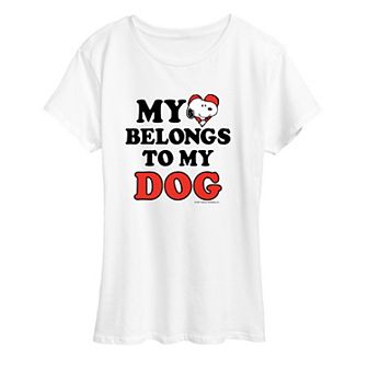 Women's Peanuts Snoopy Heart Belongs Dog Graphic Tee